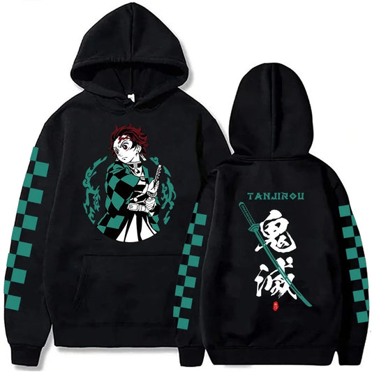 Demon Slayer Tanjiro Kamado Hoodie – Plus Size Y2K Harajuku Anime Sweatshirt | Unisex Fleece Pullover for Men & Women