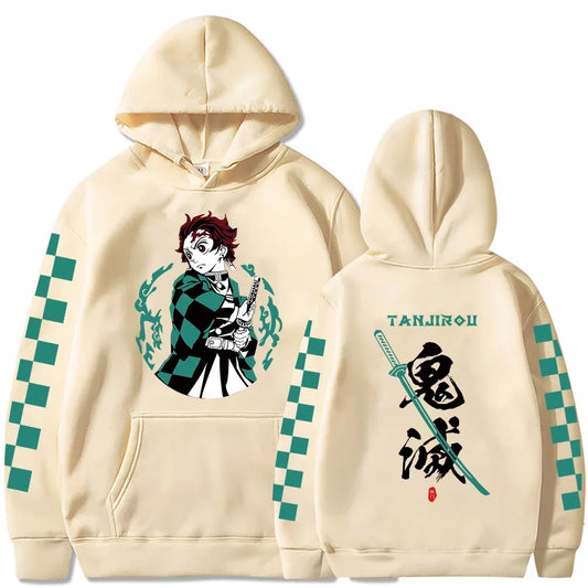 Demon Slayer Tanjiro Kamado Hoodie – Plus Size Y2K Harajuku Anime Sweatshirt | Unisex Fleece Pullover for Men & Women